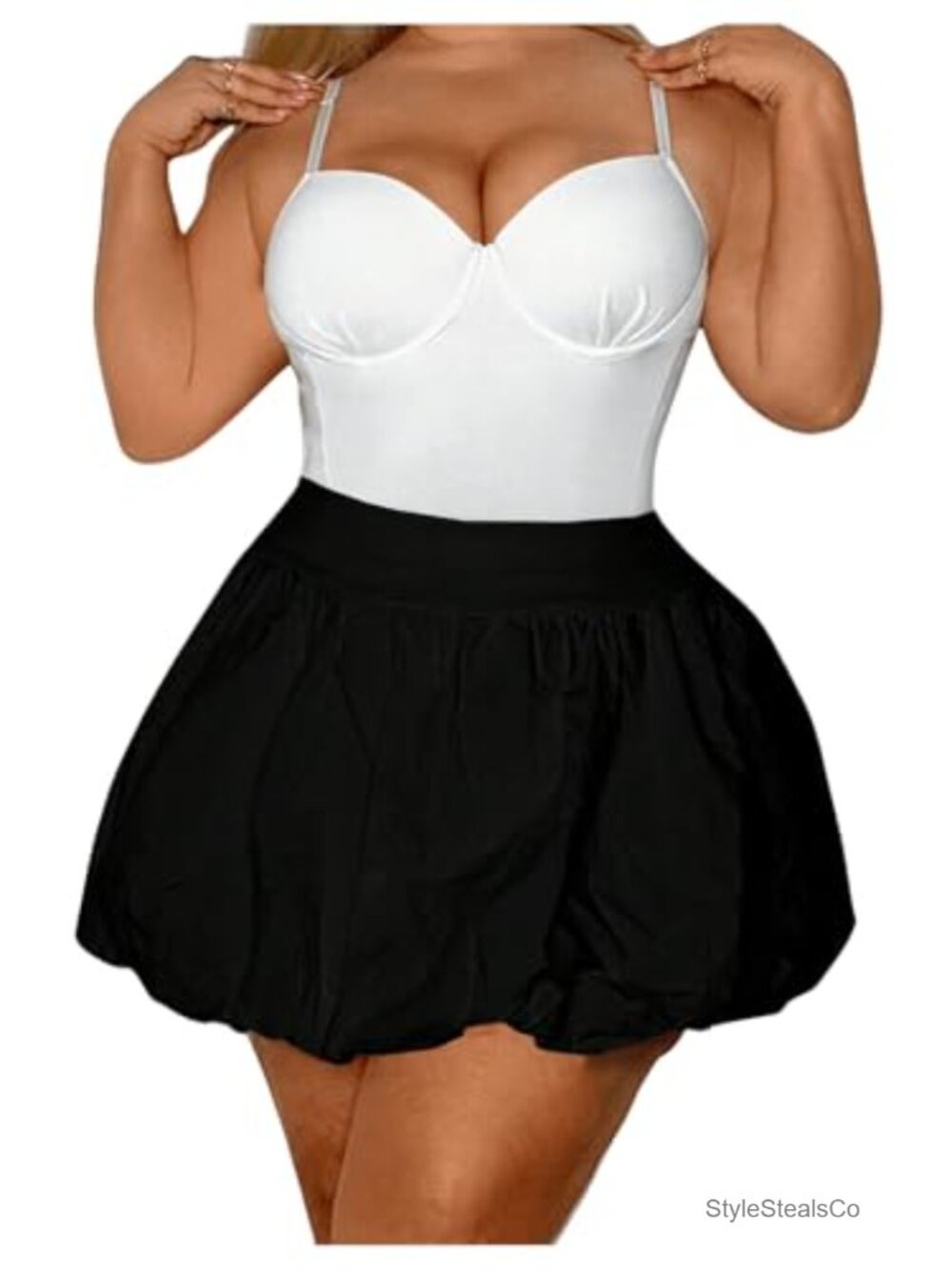 Plus Size Y2K Ruffle Bubble Shorts High Waisted A Line Skort Built In Shorts